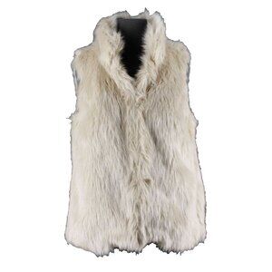 Milly $325 Sz S Cream Tan Faux Fox Mink Fur Pink Lined Vest
